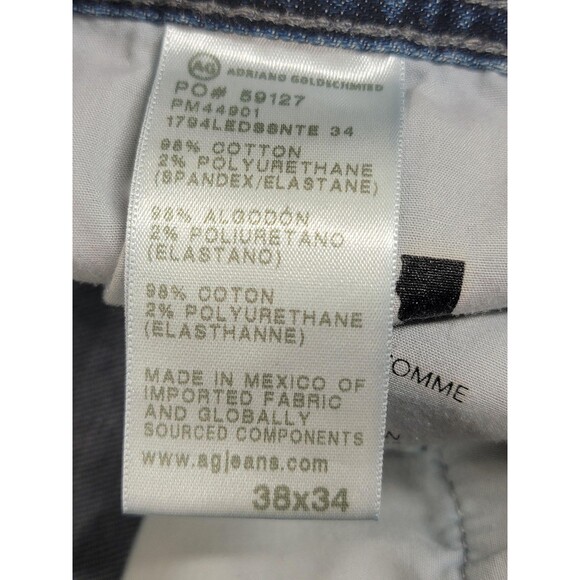 AG Everett Jeans Mens 38x34 Blue Slim Straight Japanese Fabric Stretch Denim - Picture 11 of 14